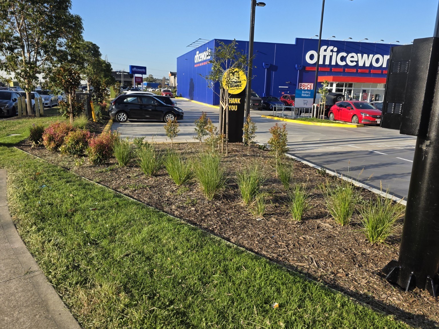 Completed commercial perimeter and frontage landscaping
